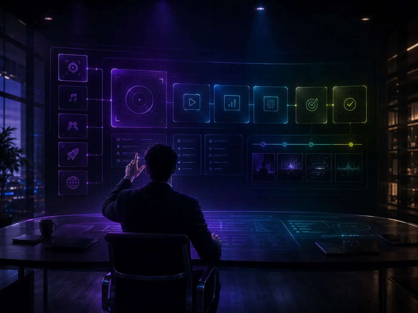 Table de stratégie holographique — composition d'un projet digital