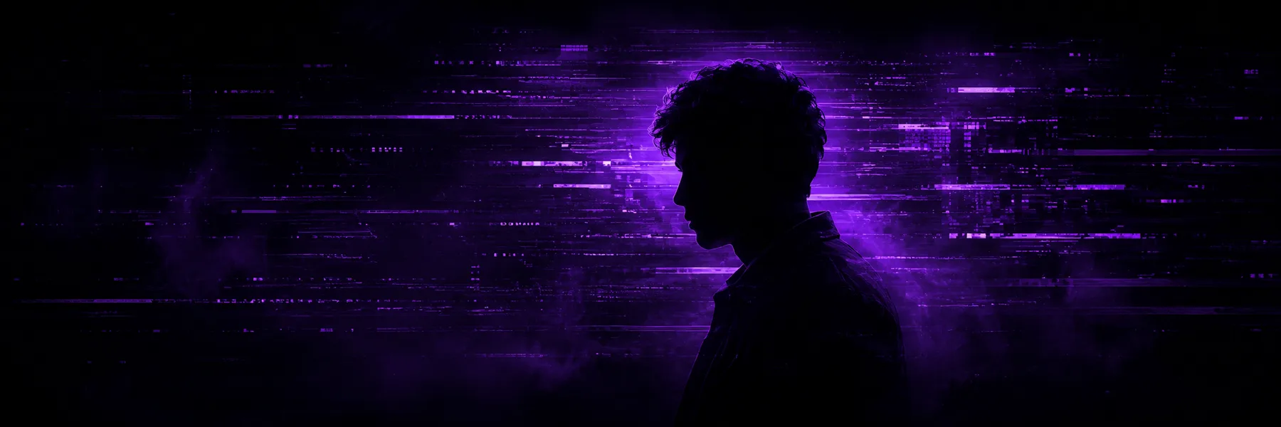 Avant DCB : silhouette noyée dans un bruit numérique violet